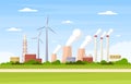 Industrial Factory Concept Manufacturing Building Facilities Area Landscape Flat Illustration Royalty Free Stock Photo