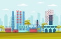 Industrial Factory Concept Manufacturing Building Facilities Area Landscape Flat Illustration Royalty Free Stock Photo