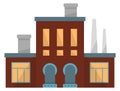 Industrial factory icon. Machinery building. Flat manufacture