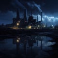 Industrial factory in night Royalty Free Stock Photo