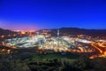 Industrial factory at night Royalty Free Stock Photo