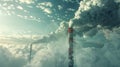 Industrial factory pollution smokestack exhaust gases. Industry zone, thick smoke plumes. Climate change, ecology Royalty Free Stock Photo