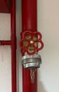 Industrial Fire hose faucet red pipe Royalty Free Stock Photo