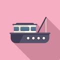 Industrial fish boat icon flat vector. Sea ship