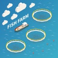 Industrial Fish Farming Isometric