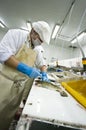 Industrial fish filleting Royalty Free Stock Photo