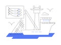 Industrial fishing boat abstract concept vector illustration.