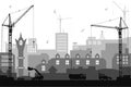 Industrial flat style city under construction background