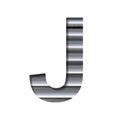 Industrial font. The letter J cut out of paper on the background of industrial ventilation grates or blinds. Set of steel