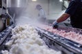 Industrial food processing of cheese curds