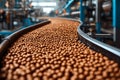 Industrial Food Processing: Conveyor Belt with Automated Nut Sorting System Generative AI Royalty Free Stock Photo