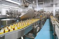 Industrial Food Processing Plant with Canning and Packaging Equipment Royalty Free Stock Photo