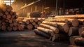 Industrial forest environment tree piled firewood timber log nature stack wood