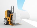 Industrial forklift with load. robot 3d