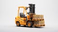 Industrial forklift stacker loader efficiently loading cardboard boxes in a spacious warehouse