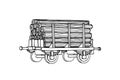 Industrial freight railroad wagon for wood & lumber, logistic, railway cargo transportation