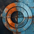 Industrial Futurism: Mysterious Symbolism In Blue Rusted Circle