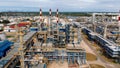 Industrial Gdansk oil refinery plant infrastructure, aerial drone shot Royalty Free Stock Photo