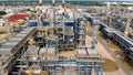 Industrial Gdansk oil refinery plant infrastructure, aerial drone shot Royalty Free Stock Photo