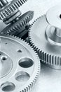 Industrial gear cogwheels on technology background Royalty Free Stock Photo