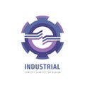 Industrial gear logo template design. Business factory sign. Cogwheel symbol. SEO icon. Vector illustration Royalty Free Stock Photo