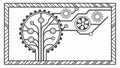 Industrial Gear & Tech Frame, Mechanical Design Border, vector design Generative AI Royalty Free Stock Photo