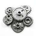 Industrial gears displayed in pristine isolation on a white background, Ai Generated Royalty Free Stock Photo
