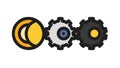 Industrial gears with a moon and sun, symbolizing time and progress. vector design Generative AI Royalty Free Stock Photo