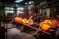 Industrial Glass Factory with Molten Glass and Glassblowing