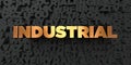 Industrial - Gold text on black background - 3D rendered royalty free stock picture