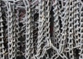 Industrial gray chains hanging on a truck