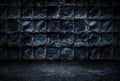 Industrial grunge background, dark room walls of rusty metal plates and concrete floor Royalty Free Stock Photo