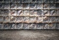Industrial grunge background room with walls of rusty metal plates and dirty metal floor Royalty Free Stock Photo