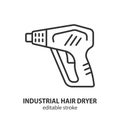 Industrial hair dryer line icon. Electric thermal hair dryer outline vector symbol. Editable stroke Royalty Free Stock Photo