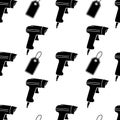 Industrial handheld barcode scanner tool seamless pattern for retail inventorying Royalty Free Stock Photo