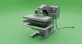 Industrial Heat Press Machine with Digital Control Panel and Power Cord on Green Background Royalty Free Stock Photo