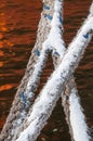 Mooring lines  put on the mooring bollard Royalty Free Stock Photo