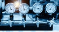 industrial high pressure gas gauge meters Royalty Free Stock Photo