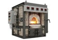 Industrial high temperature kiln with glowing interior for material processing and manufacturing applications Royalty Free Stock Photo