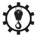 Industrial Hook Icon. Construction Crane Logo. Old Lifting Machinary and Steel Rope. Royalty Free Stock Photo