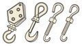 Industrial Hooks Pullies Lifting Equipment Mechanical Vector, vector design Generative AI Royalty Free Stock Photo