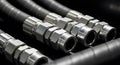 Industrial hydraulic hose connections closeup Royalty Free Stock Photo