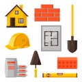 Industrial icon set of housing construction