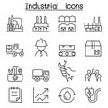 Industrial icon set in thin line style Royalty Free Stock Photo