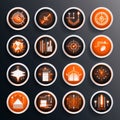 Industrial icons set on dark background for graphic and web design. Simple vector sign. Internet concept symbol for website button Royalty Free Stock Photo