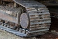 Industrial implement steel metal wheel tracks Royalty Free Stock Photo