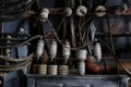 Industrial interior with metal rusty old pipes Royalty Free Stock Photo