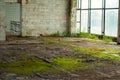 Industrial interior at the old electronic devices factory with big windows and empty floor. Royalty Free Stock Photo