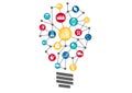 Industrial Internet of things concept represented by light bulb. Concept of disruptive new business ideas Royalty Free Stock Photo