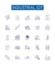 Industrial iot line icons signs set. Design collection of Industrial, IoT, Manufacturing, Automation, Connectivity